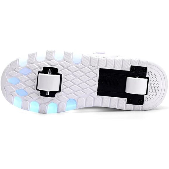 Kid's White New Upgraded Wheels Shiny Dark Roller Skates Skate Beautiful Shoes - Picture 4 of 7